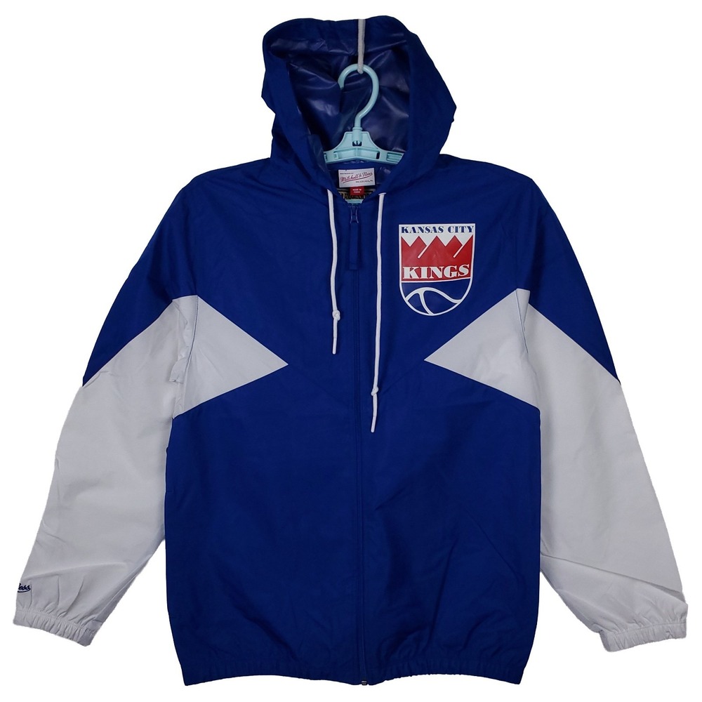 KC Kings Mitchell & Ness NBA Small Windbreaker Jacket Embroidery Logo Blue NWT
